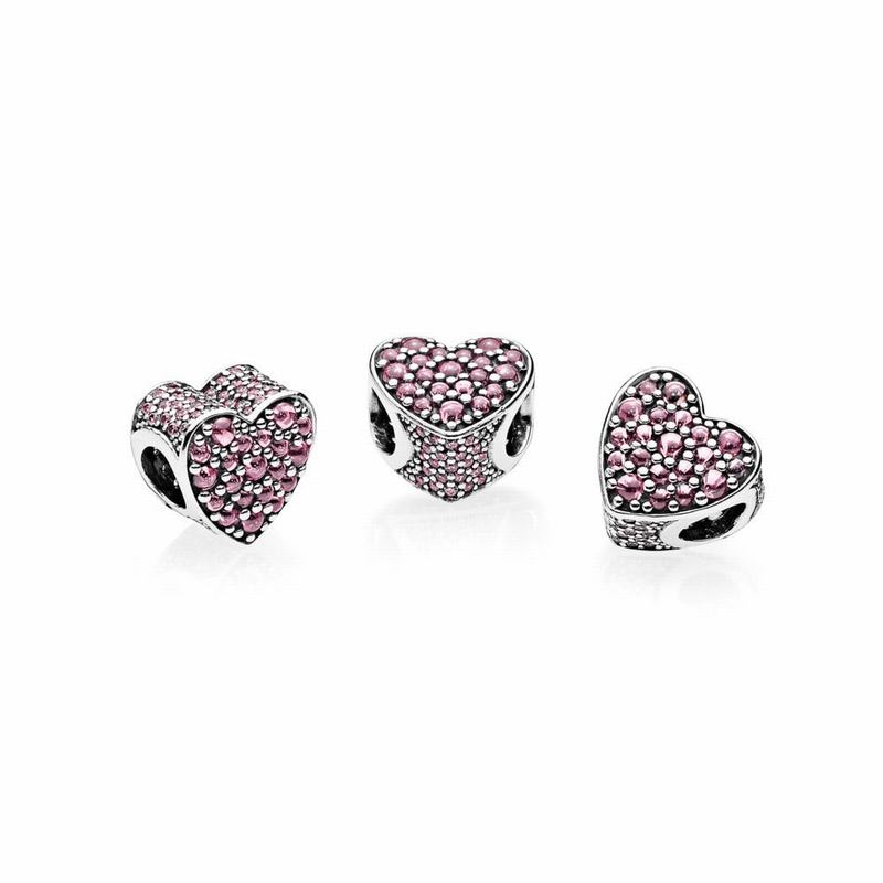 Pandora Pink Dazzling Heart Charm NZ Sale, Sterling Silver (901483-JQO)